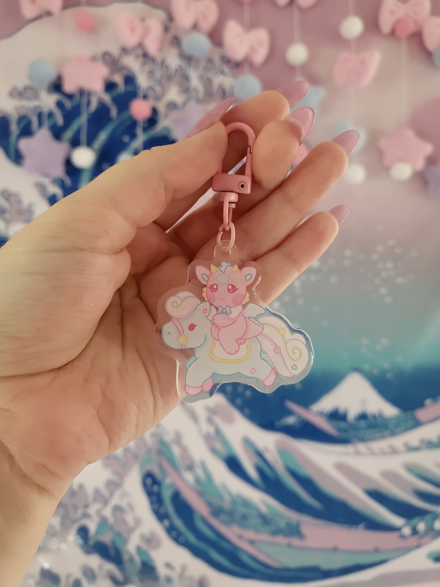 Sparkly carousel Dreampuff acrylic keychain