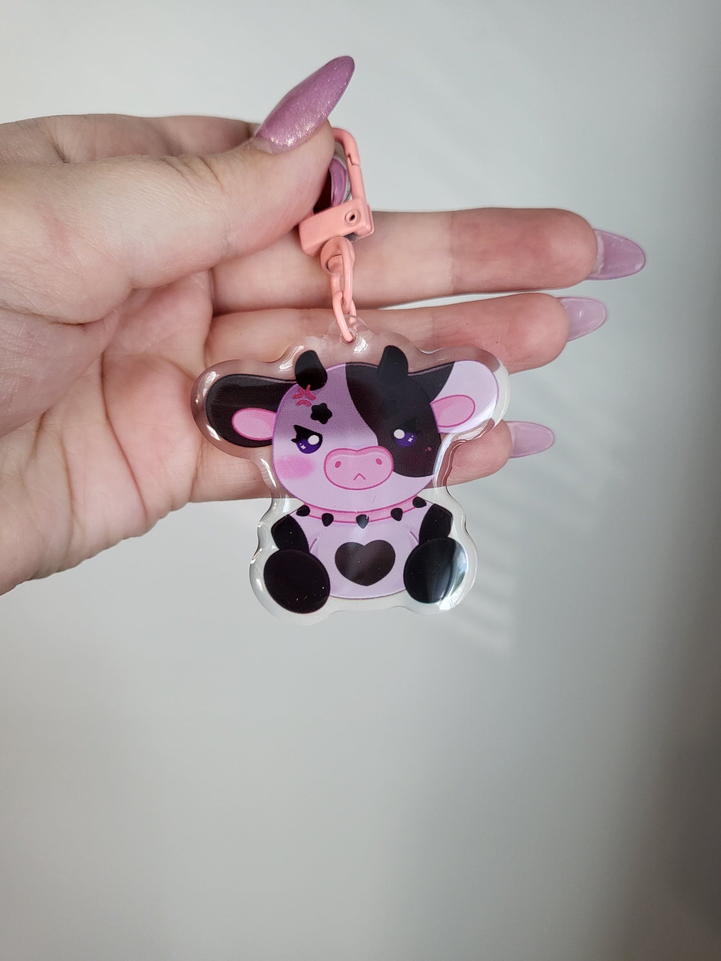 Double sided ube/confetti keychain