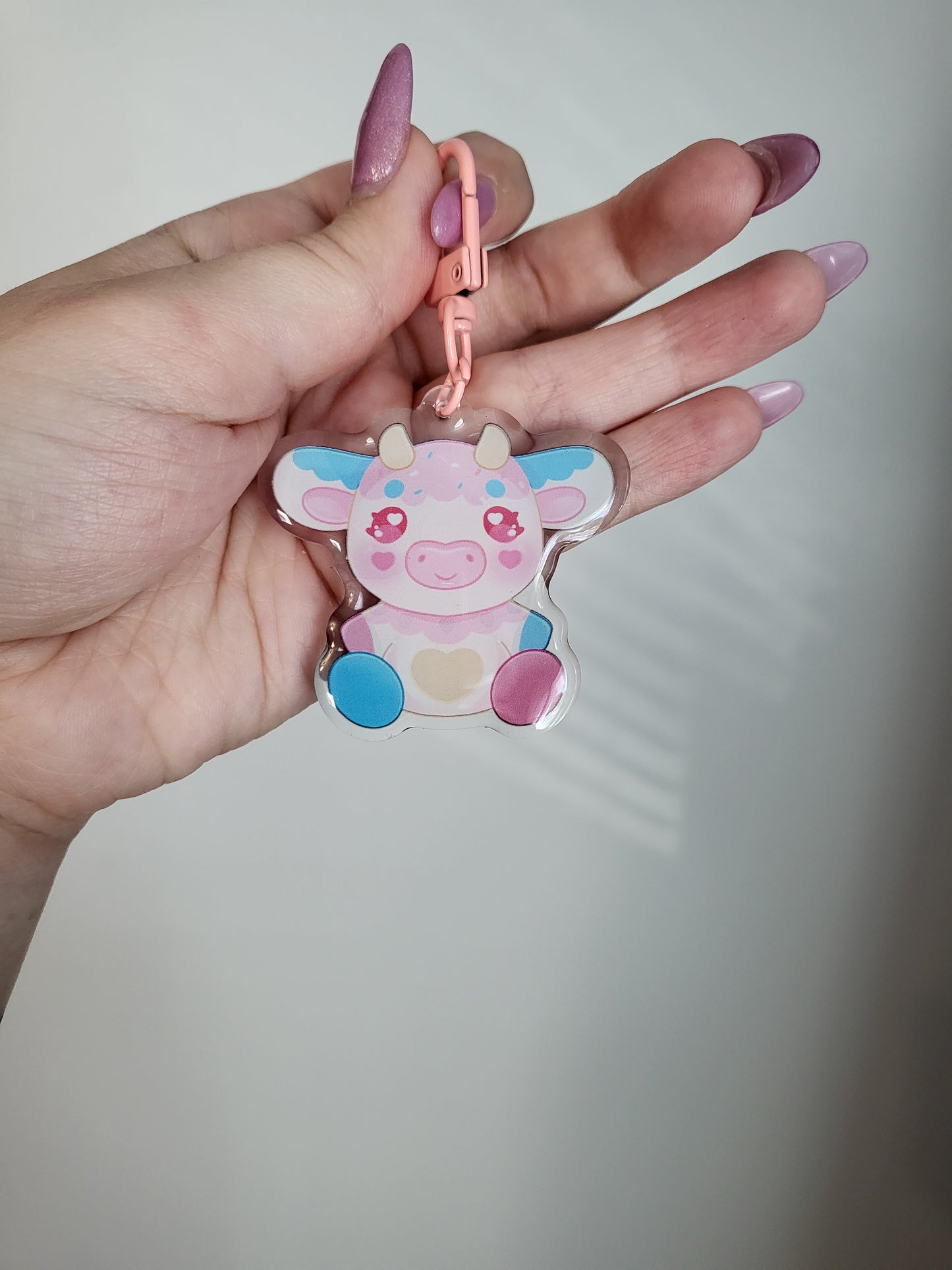 Double sided ube/confetti keychain