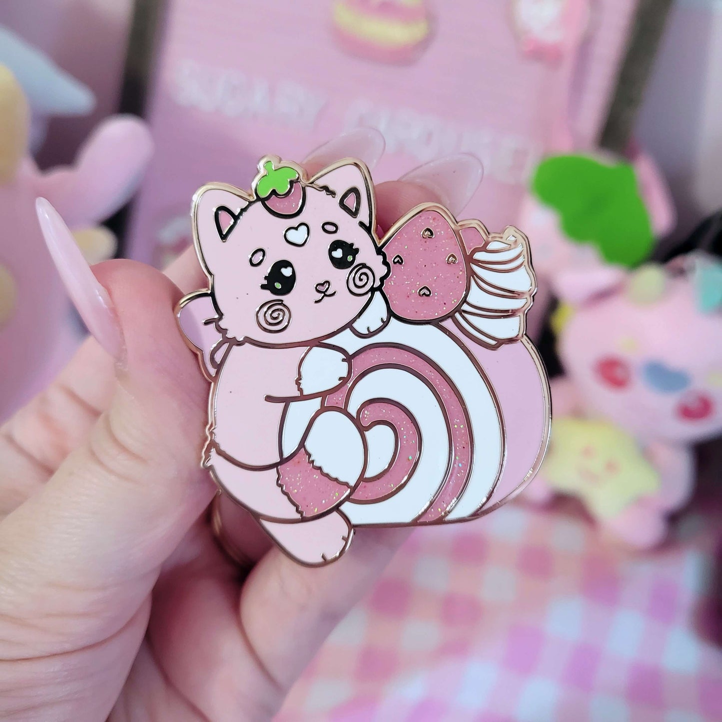 Pawberry glitter enamel pin