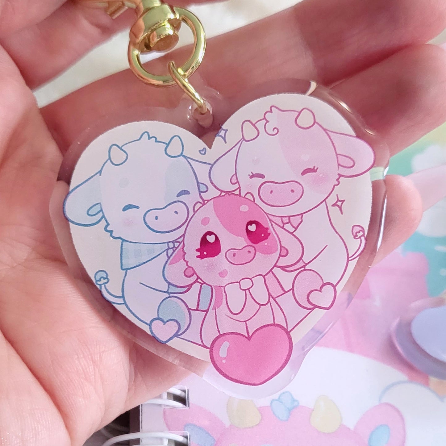 Cow sisterly love acrylic keychain