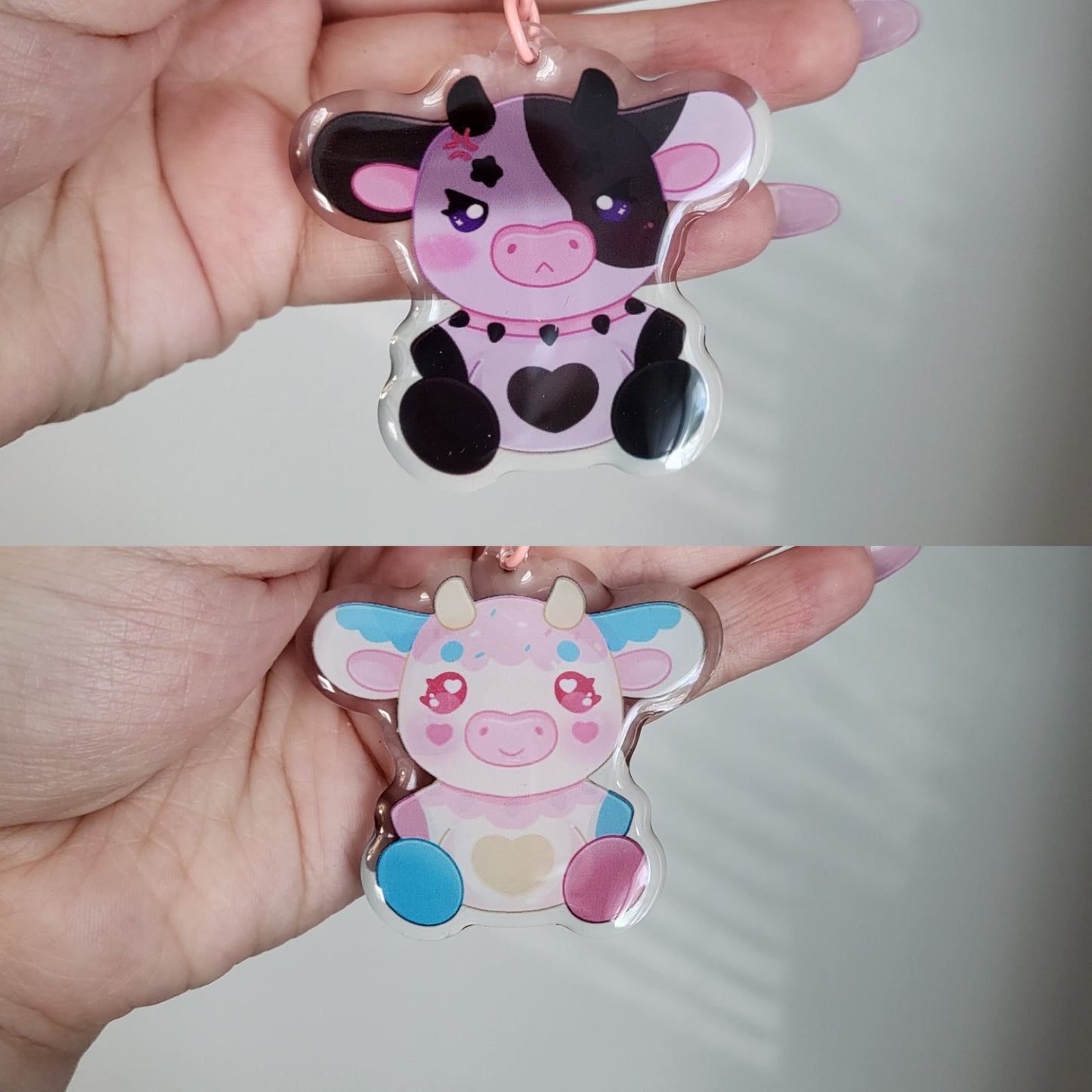 Double sided ube/confetti keychain