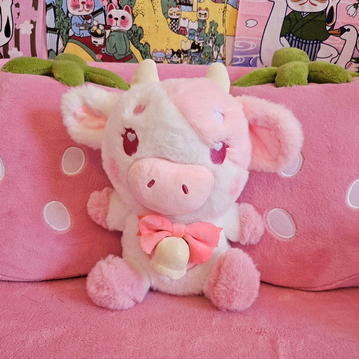 Milkshake the strawberry cow plush – sugarycarousel