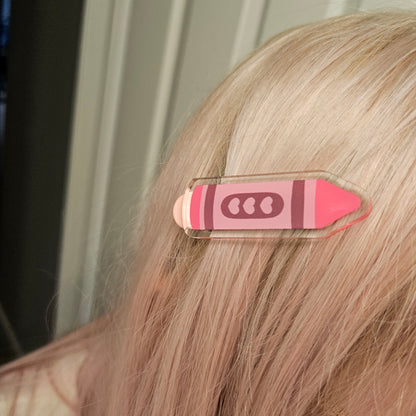 Red crayon mini hairclip