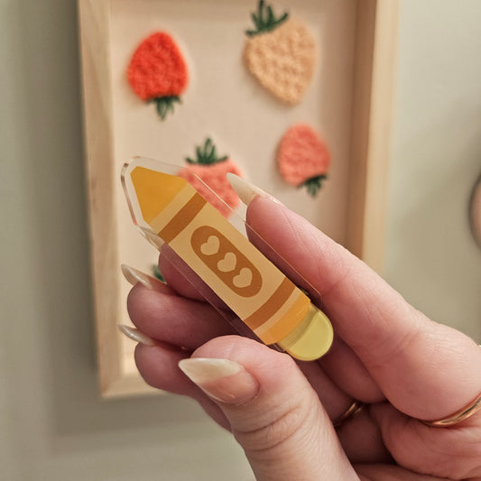 Yellow crayon mini hairclip