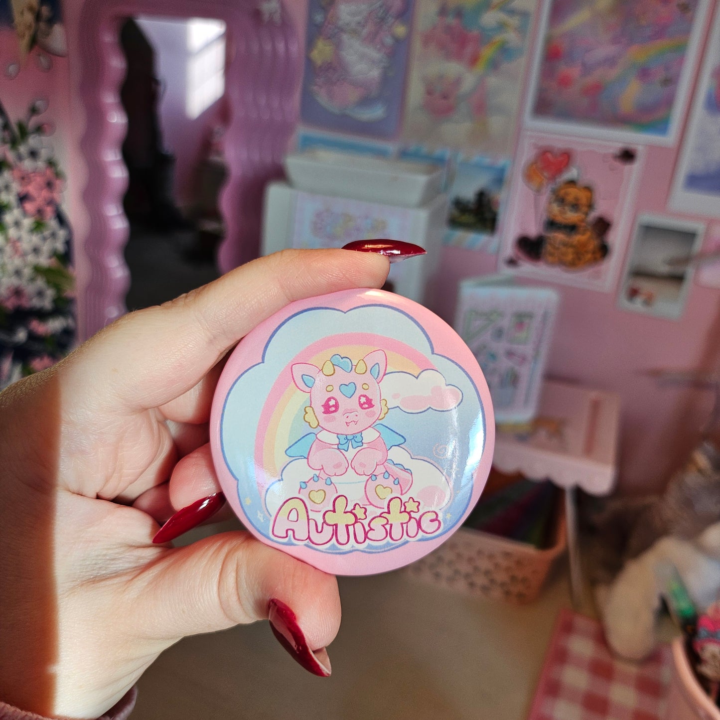 Autistic Dreampuff button pin