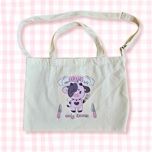 No spoons left only knives canvas tote bag