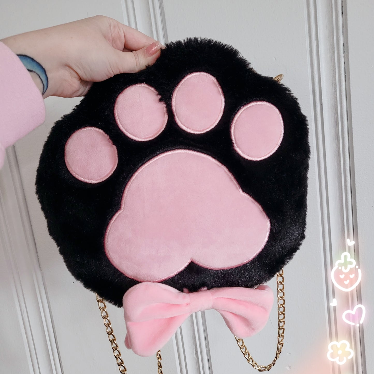 Black cross body paw purse