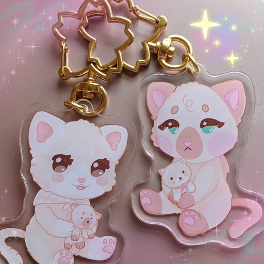 Double sided Cream and Latte the kittens acrylic keychain