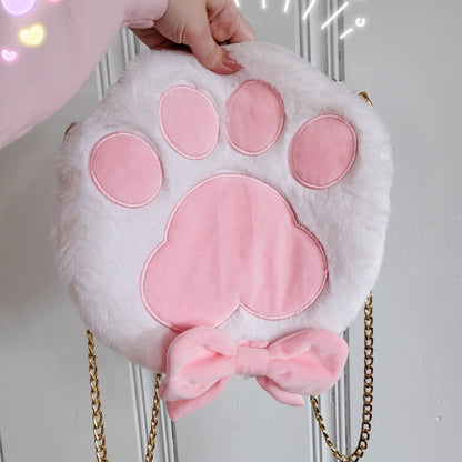 White cross body paw purse