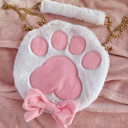 White cross body paw purse